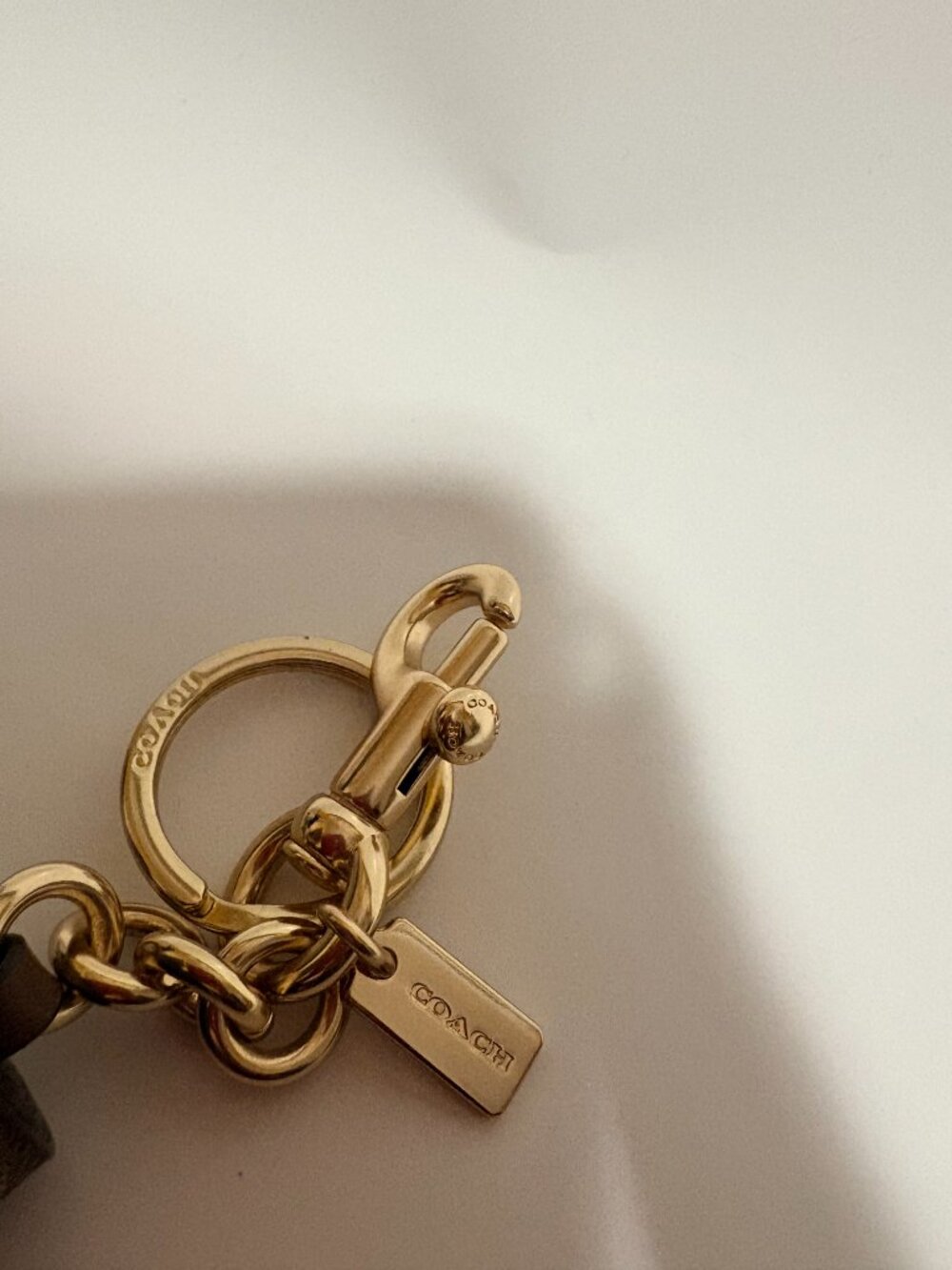 Coach F74076 Signature Canvas Tassel Bag Charm Keychain Gold Hardware - Picture 3 of 4